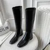 Botas de invierno hasta la rodilla zapatos de bota de cuero genuino negro occidental alto largo chelsea hembra 2023 tendencias ins marca 231101