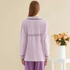 Women's Sleep Lounge grossist Anpassad höstpyjamas Tvådel bomullslapel Långt Sle Luxury Sleepwear Pyjama L231102