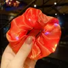 Luminous Scrunchies LED Fryzjen Kucyk Ponytail Uchwyt Dziewczęta Elastyczne satynowe jedwabisty jedwabisty krawat włosy do włosów akcesoria