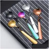 Spoons Tea Coffee Honey Drink Adorable Stainless Steel Curved Twisted Handle Spoon U Handled V Jam Drop Delivery Home Garden Kitchen Dhvem