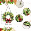 Decorative Flowers Christmas Front Door Sign Wooden Flated Bowtie Welcome Wreath