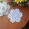 Tapis de table 25cm fait à la main au crochet rétro creux dentelle tasse tampons coton rond floral napperon