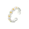 Cluster Ringen REETI 925 Sterling Zilver Daisy Flower Ring Voor Vrouwen Sieraden Verstelbare Open Party Verjaardagscadeau