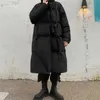 Parka da uomo in piumino Cappotto invernale di media lunghezza Cappotti in cotone Colletto alla coreana Maniche lunghe Nero monopetto sopra il ginocchio 231101