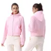 Luu Women Jackets Coats Tracksuit Yoga Suit Fleece Sweater Sports Women's Loose Fit Top Zippered Hood Thighted Casure Wear Clothing Joggar Running Black