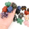 Decorative Figurines 1.6" Bear Statue Natural Stone Carved Crystal Reiki Healing Animal Gemstone Crafts Home Gem Decoration Gifts Wholesale