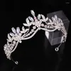 Grampos de cabelo barroco luxo rosa cristal contas folhas nupcial tiaras coroas strass pageant diadema noiva headbands acessórios de casamento