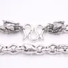 Chains Fine Pure S925 Sterling Silver Chain Women Men 7mm Cable Figure Bead Link Dragon Head Necklace