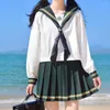 Kleidungssets Tintengrüne Wasserhandkleidung JK-Uniform Langarm-Kurzjacke Grundlegende Beschreibung Niedliche Mode im japanischen Stil