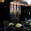 Portacandele moderno in metallo dorato a 9 bracci candelabri di cristallo alto portacandele in vetro decorazione centrotavola per la tavola di nozze