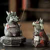 Çay evcil hayvan dekorasyonu ince seramik yaratıcı zhaocai ejderha qilin oyun masası zhong kui set aksesuarları