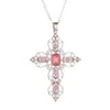 Pendant Necklaces Neo-Gothic Creative Pink Cross Necklace Exquisite Purple Zircon Heart For Girls Party Wedding Fashion Jewelry