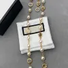 123 Classic Flower Necklace Women Designer Jewelry Golden Chain Necklace For Womens Luxury Letters Jewelrys With Pearl Necklaces Party 2204095WU