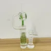 Yeşil Küçük Cam Su Bongs Dab Teçhizatlar Percolater Nargile Teçhizat 14mm Eklem Cam Bong Su Boru Külleri Catchers