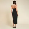 Casual Dresses Chain Halter Backless Split Long Maxi Dress Green Black Elegant Sexy Birthday Party For Woman 2023