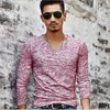 Men's T Shirts KANCOOLD T-shirt 2023 Trendy Mens Solid V Neck Long Sleeve Shirt Top Slim Fit Summer Stretch Blouse Chemise Homme Jun22