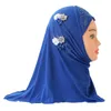 Vêtements ethniques 2-6 ans Enfants Filles Fleur Hijab Musulman One Piece Ai Amira Foulard Pull Prêt À Porter Wrap Tête Islamique