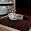 Anelli a grappolo Matrimonio moderno da donna con brillanti zirconi Proposta di lusso Accessori di fidanzamento Bling Gioielli