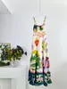 Avustralyalı Tasarımcı Elbisesi, Yeni Keten Kumaş Kuş Baskı Kayışı, Zarif Tatil Tarzı Uzun Elbise Kadınlar İçin 231030430