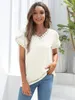 Kvinnors blusar Summer Short Sleeve For Women Fashion V Neck Elegant Casual Solid Color Topps Female Chiffon Shirt