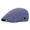 Berets Spring Summer Men's Regulble Buret Hat Plaid Sboy Flat Cap Dad Caps Caps Artysta Painter's Gorra Inglesa Hombre