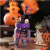 Tazze Tazza di Halloween Tazze di gatto nero Fungo Piccolo diavolo Paradiso Mark Vetro St Insated Drop Delivery Casa Giardino Cucina, Sala da pranzo Bar D Dhcnw