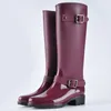 Rain Boots Comemore PVC Ladies Waterproof Long Rain Boots Women Dreatble Fashion Knee High Rainboots Rubber Water Shoes Female Black 231101