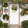 クリスマスの装飾231101のための軽いメリークリスマスツリーリースフロントドアの壁の装飾を備えた人工神聖なクリスマスリース吊り飾り飾り