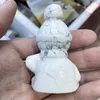 Dekorativa figurer 1st Natural Howlite Quartz Crystal Carved Snowman Christmas Gift Figurine 2023 Säljer produkter