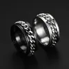 Titanium Steel Rotatable Chain Couple Ring Fashion 8mm Spinner Chain Rotable Rings for Women Man Jewelry Party Gift