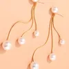 Bengelen oorbellen parels clips jwellery dames lange statement drop simple elegante ronde parel hanger