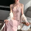 Sukienki swobodne 2023 Summer elegancka sukienka dla mody Satin Maxi długą imprezę midi szatę vestido seksowna spódnica w dekolcie