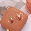 Boucles d'oreilles pendantes doux mignon fraise dentelle arc fruits goutte pour les femmes mode romantique Simple oreille bijoux accessoires