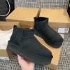 TOP Designer Snow Ug Boots Australische dameslaars Tasman Bailey Dune Kastanje Wintergesp Bont Sneeuw Half knie kort Dames Schapenvacht en wol Geïntegreerde haarslipper