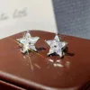 Embellished With White Cubic Zirconia Five-pointed Star Shaped Stud Earrings For Women Banquet Party Anniversary Gift Jewelry