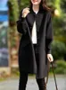 Casacos de lã femininos casuais com gola de beisebol imitação de casacos para mulheres moda coreana slim preto jaqueta básica outono inverno 2023 231101