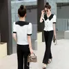 Women's Two Piece Pants Women Casual Small Top Flare Wide Leg Suit 2023 Summer Versatile Fashion Korean Set Female Office Clothing