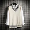 Men's Vests Men Sweater Trendy Anti-pilling Vest V Neck Cold-proof Spring