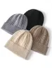 Beanie/Skull Caps 35% mélange de cachemire épais Vintage câble bonnets femmes solide ourlet côtelé doux tricoté casquette chapeau laine automne hiver chaud crâne casquettes 231102