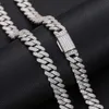 Fin 9 mm full VVS Moissanite Diamond Iced Out Miami Cuban Link Chain 925 Sterling Silver Necklace