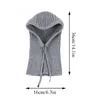 Halsdukar höst vinter ull stickad förtjockad huva för kvinnor utomhus cykling hatt vindtät termisk pullover halsduk