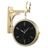 Horloges murales nordique moderne luxe horloge or Double face maison Deocr salon créatif montre à Quartz Klok cadeau FZ674