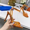 AQUAZZURA sandales à talons aiguilles en cristal orange ornées de chaussures croisées à bout ouvert en PVC transparent de 105 mm Sandales de créateur de luxe pour femmes Chaussure de soirée de luxe pour femmes