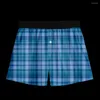 Onderbroek Classic Plaid Men Boxers shorts Casual Style Underwear Polyester Men's Button Slips