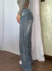 Jeans da donna Weekeep Grunge Retro Baggy Y2k Streetwear Pantaloni cargo in denim a vita bassa cuciti a gamba larga Basic Mom Jean Abiti casual da donna 231102