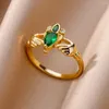 Cluster Ringen Roestvrij Staal Voor Vrouwen Zirkoon Ring Vintage Gouden Kleur Gegalvaniseerde Sieraden Accessoires Lage Prijs Groothandel Verstelbaar