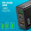 Caricatore USB PD da 30 W Carica rapida QC3.0 Adattatore caricatore rapido da muro tipo C per Smasung iPhone 15 Xioami EU US UK Plug