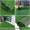 Couronnes de fleurs décoratives Fleurs décoratives Prairie artificielle Simation Mousse Pelouse Gazon Faux Tapis d'herbe verte Tapis DIY Micro Lan Dhq6L