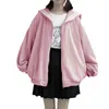 Qweek Kawaii Zip Up Hoodie Sailor Collar Sweatshirt Japan Style Långärmning Söta toppar för tonåringar JK Pink Navy Soft Girl Kpop 210813