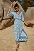 Robes de travail femmes ensembles col en v haut court fendu jupes longues plage Maxi costume imprimé fleuri été Sexy deux pièces ensemble